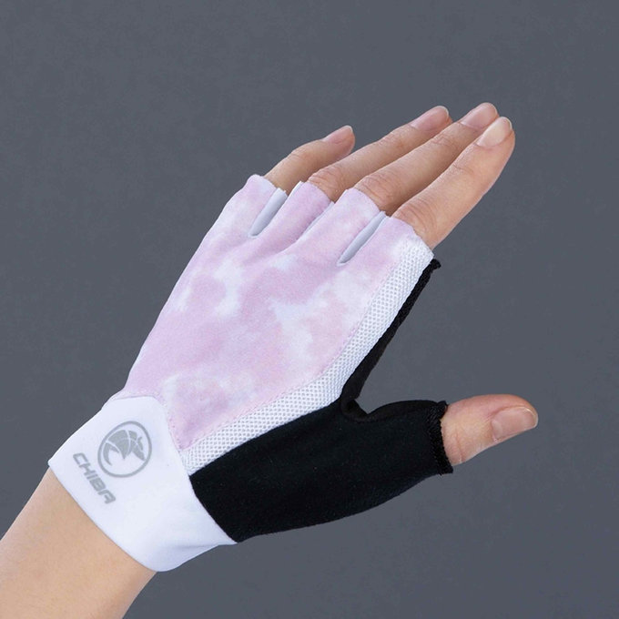 Női kerékpáros kesztyű Lady Tie Dye rózsaszín