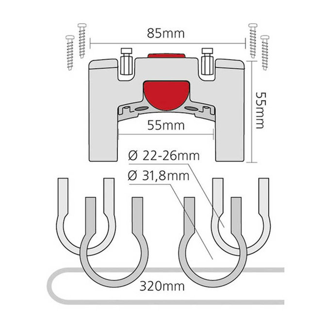 Kormányadapter Ø 22-26 mm/31,8 mm