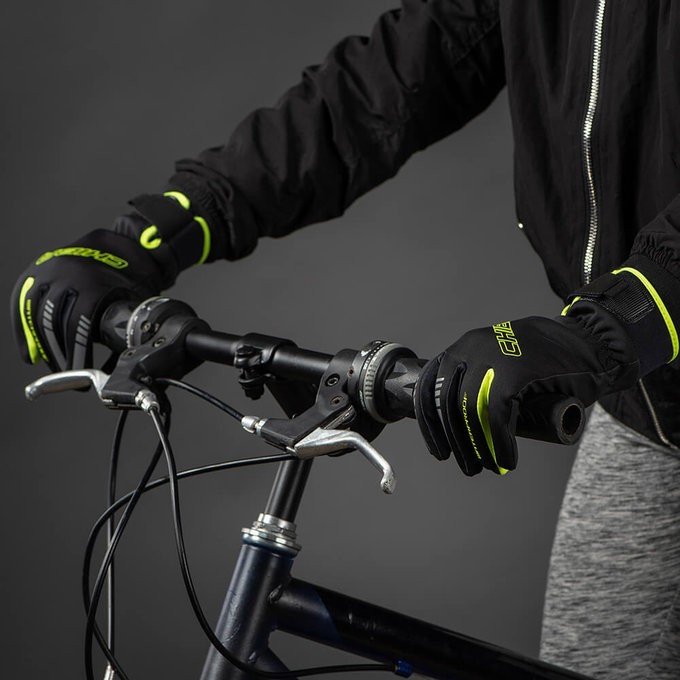 Téli kerékpáros kesztyű gyermekeknek Kids Vízálló fekete/neonsárga