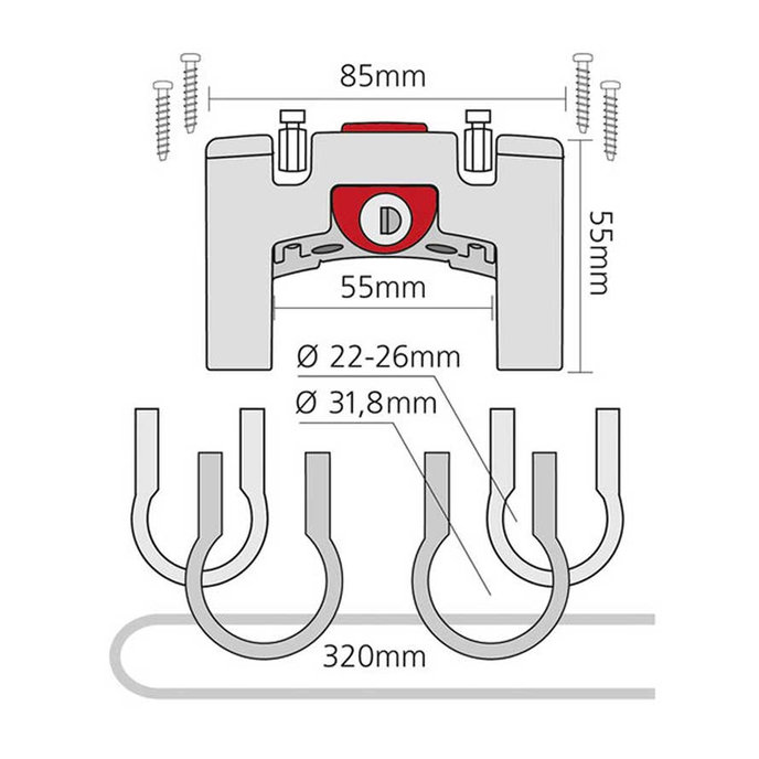 Kormányadapter 22-26 mm/31,8 mm zárható