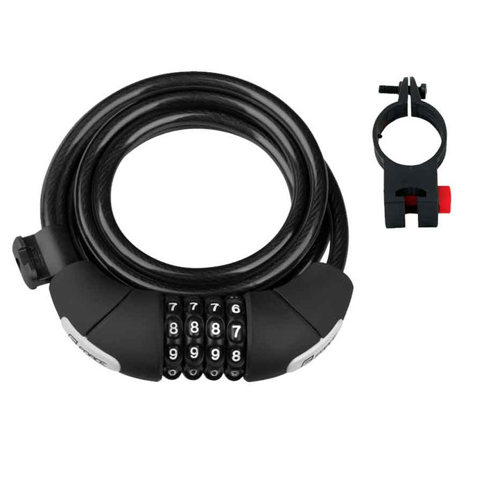 FORCE LUX spirál kódzár 180cm / 8mm + tartó, fekete